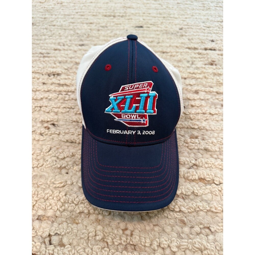 Reebok Super Bowl XLII 42 Hat February 3 2008 White Navy NFL One Size